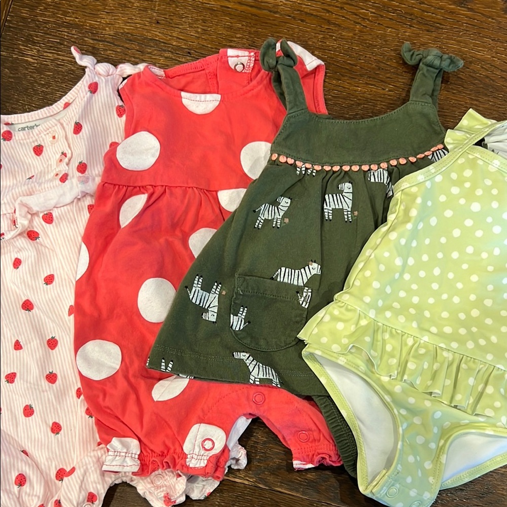 6m 6MO Carters Girls Romper and Swimsuit Lot